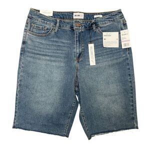 NWT William Rast Classic Blue Biker Jean Shorts Raw Hem